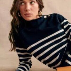 Sezane Jacob Jumper navy /white size M